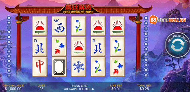 Giao diện game slot Feng Kuang Ma Jiang của nhà phát hành Playtech